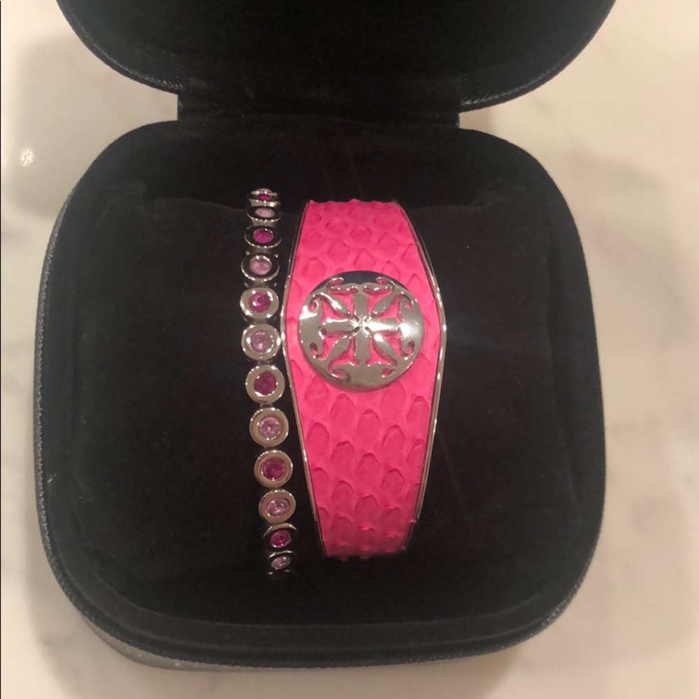 Rustic Cuff Set - Pink Python Cuff + Angeline - image 1